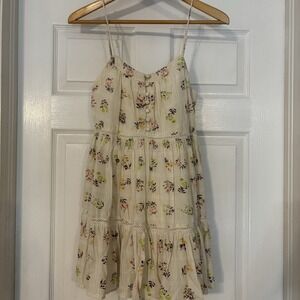 URBAN OUTFITTERS Floral Print Strap Spaghetti Button Ruffled Mini Dress Size S